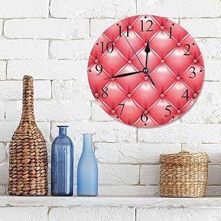12”Horloge Muette Pendule Murale de Mode Cadre Moderne, modèle stylé de coussin en cuir à la mode stylisée avec croix, image de rayures,,horloges pour la Maison Salon Cuisine Chambre Bureau école