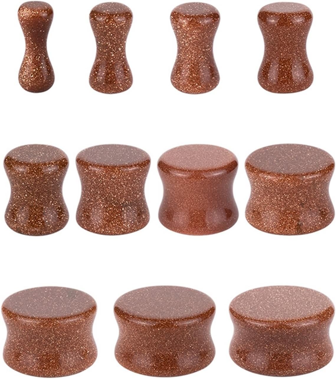 Gualiy 22 PCS Stone Gauges Plugs, Tunnels and Plugs for Men Sand Stone Women Ear Tunnels 3-20mm, Brown