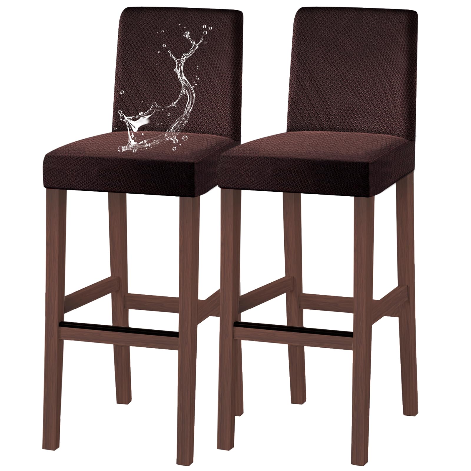 Bar Stool Covers Counter Chair Slipcovers Set of 2,Coffee