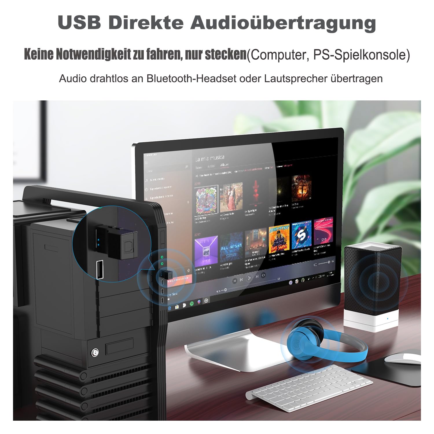 Isobel Nadajnik USB Bluetooth 5.0 z cyfrowym wejściem optycznym, bezprzewodowy adapter audio o niskiej latencji, adapter Bluetooth AUX do TV PC Switch / konsoli Xbox