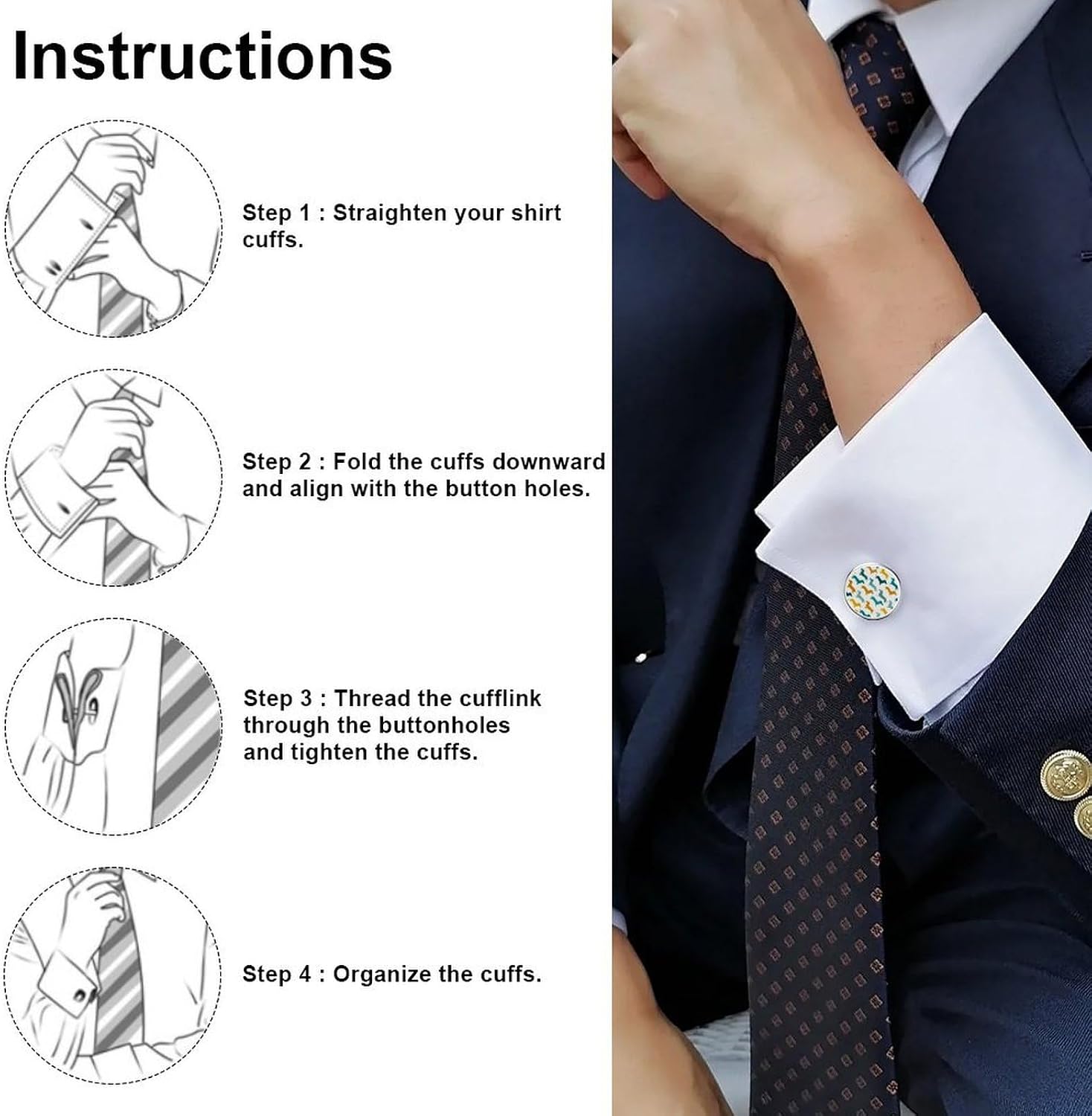 Dachshund Dog Pattern Men's Cufflinks Shirt Accessories Classic Alloy Cuff Link for Party Business Wedding