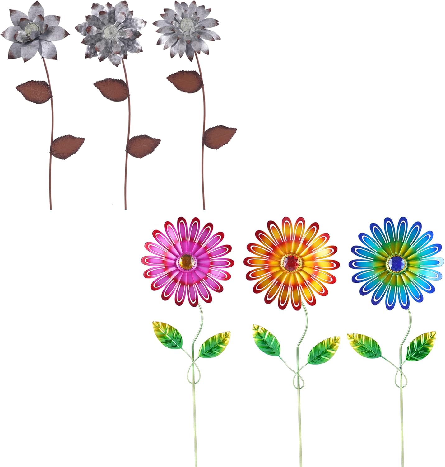 ZSSP Metal Flower Decorative,Floral Garden Stakes for Outdoor-Shaking Head Yard Art