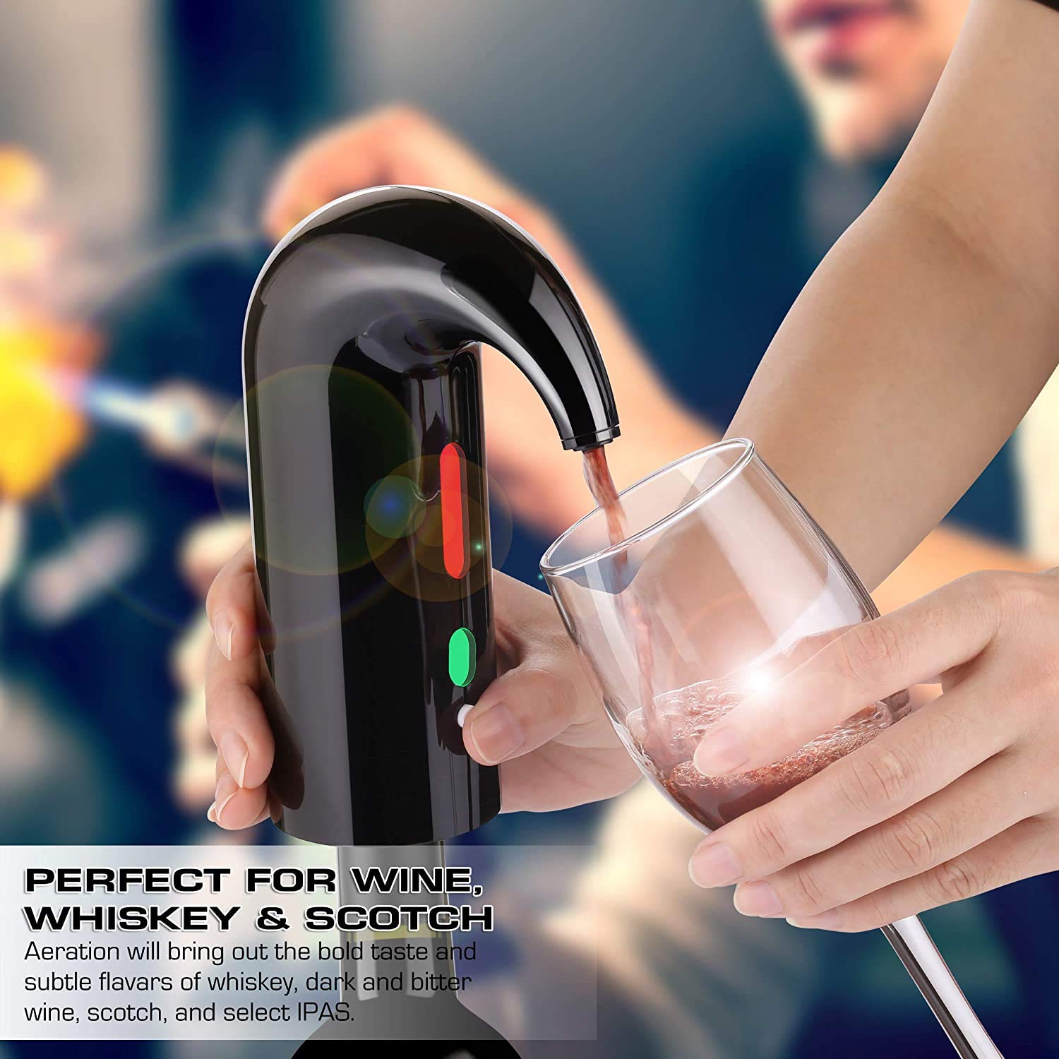 Vertedor eléctrico aireador de vino, abridor de botellas de vino más vendido con accesorios de vino 2024, boquilla de decantador de vino de alta calidad, perfecto para amantes del vino, idea de 8