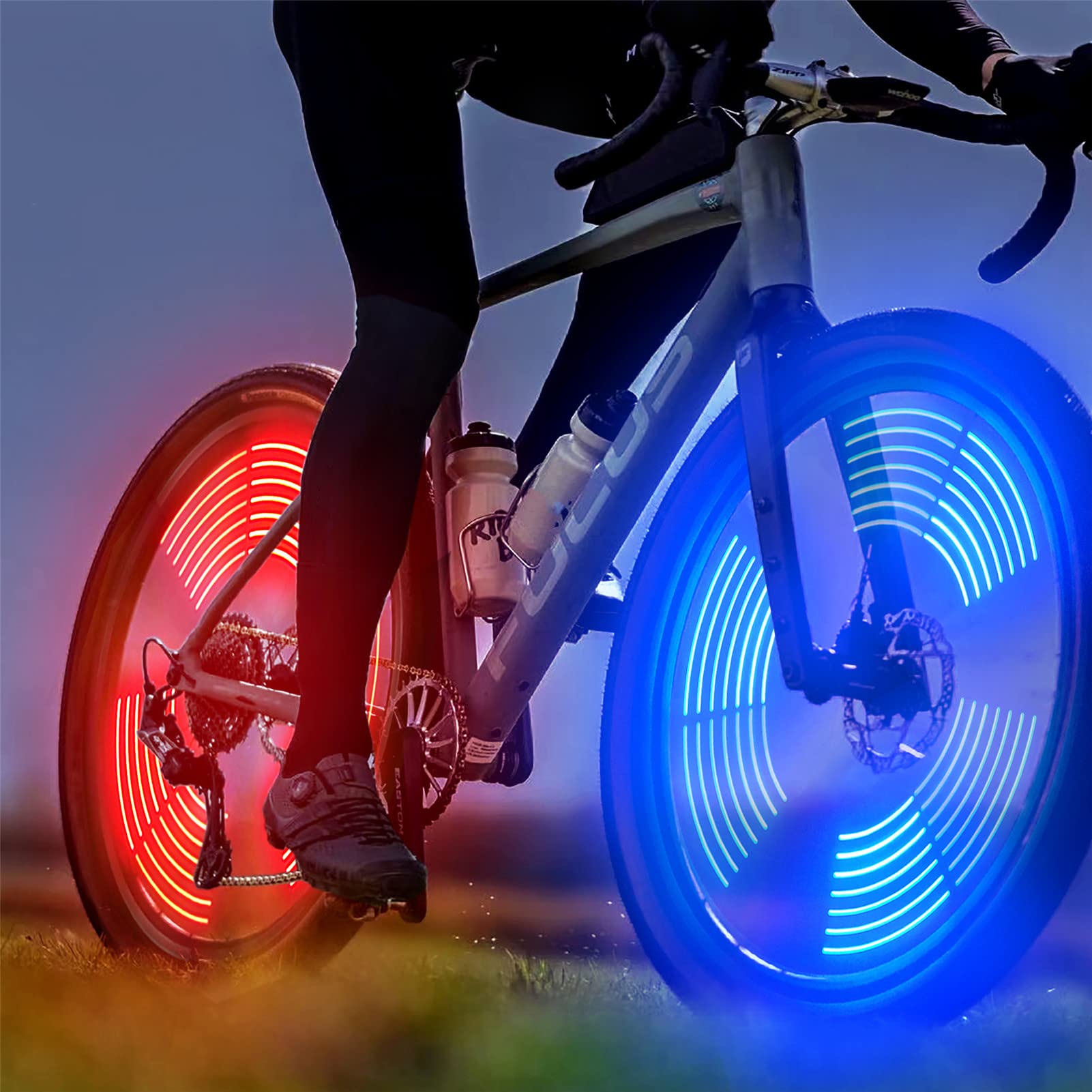 TAGVO LED Roue Lumières (Rouge + Vert + Bleu + Multicolore) Lot De 4, Rayons De Roue Vélo Pour VTT VTC Bicyclette Adultes Et Enfants, Lampe à LED Étanche à Néon à