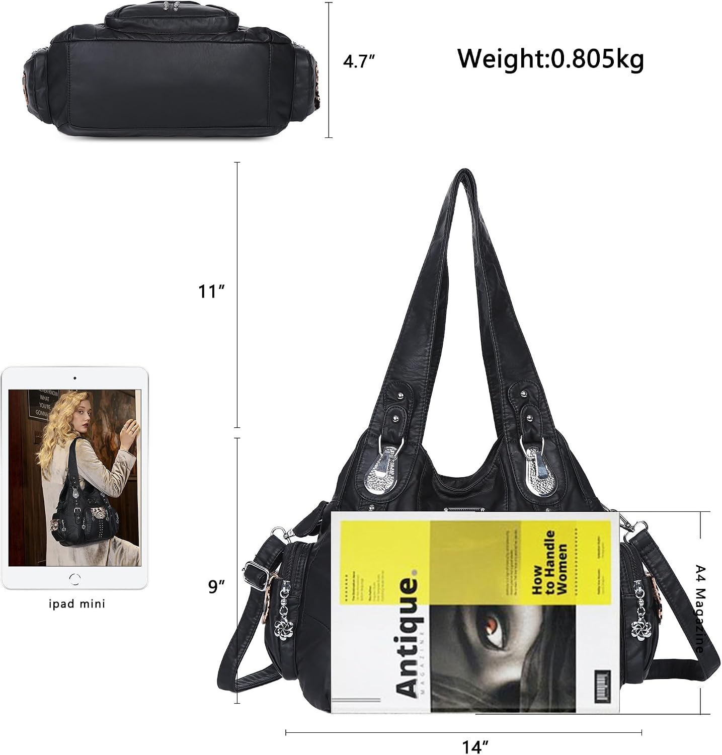 Angel Kiss Purses for Women Soft PU Leather Large Hobo Bags for Women Shoulder Bag | Soft