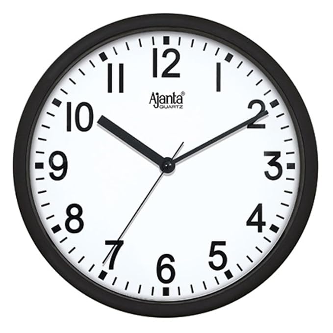 Ajanta Clock Wall Clock for Home and Offices 9 Inches Wall Clock Wall Watch (Black_23 x 23 x 3 cm)