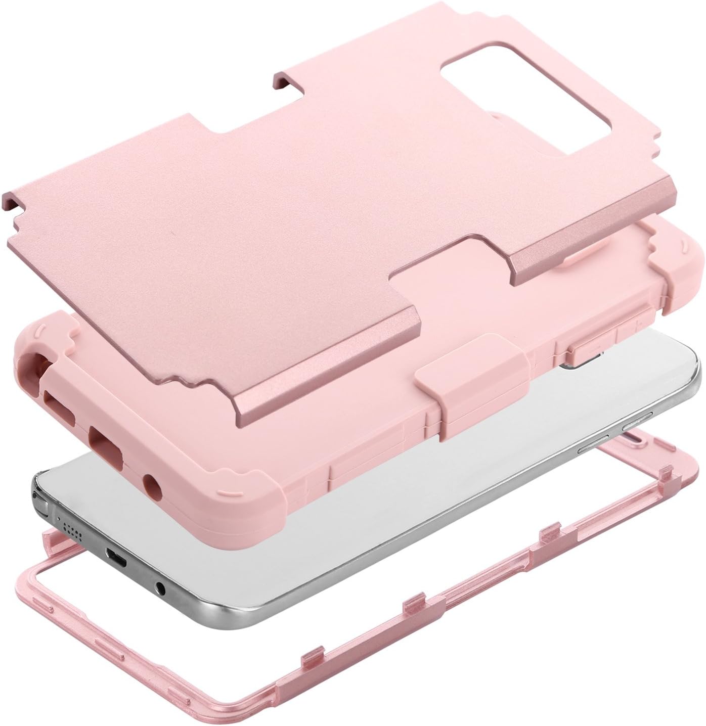 Galaxy Note 5 Case, BENTOBEN Samsung Galaxy Note 5 Case 3-in-1 Hybrid Shockproof Anti Scratch Hard Covers Soft Silicone Bumper Rugged Drop Protection, Rose Gold