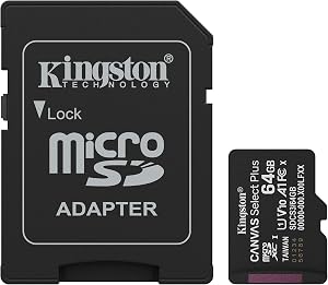 Kingston 64GB Canvas Select Plus microSD Card | Up to 100MB/s | Class 10, UHS-I, U1, V10, A1 | SDCS3/64GB