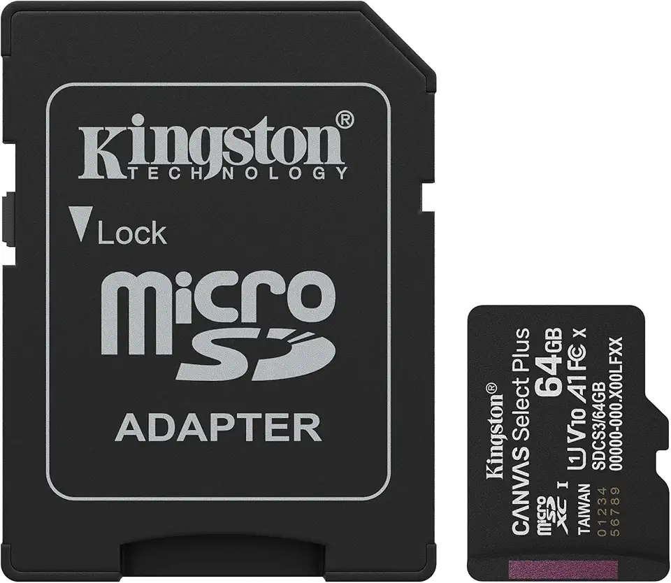 Kingston Cartão microSD Canvas Select Plus de 64 GB | Até 100 MB/s | Classe 10, UHS-I, U1, V10, A1 | SDCS3/64GB