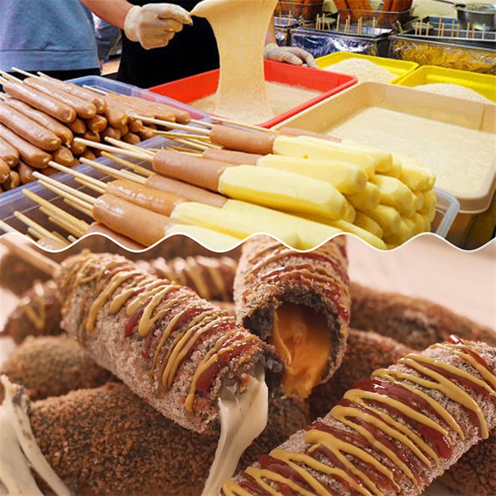 Frytkownice, Maszyna do robienia hotdogów frytownica sera kije 12L elektryczne koreańskie przekąski frytki kukurydza psy kuchenka gofrownica komercyjna