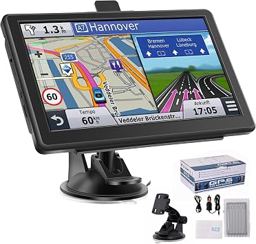GPS Navigator for Car, Truck GPS with 7 Touchscreen, Free Lifetime Updates, Car Navigation System with Turn-by-Turn Voice Guidance, Speed & Red Light Warning for All Cars Black