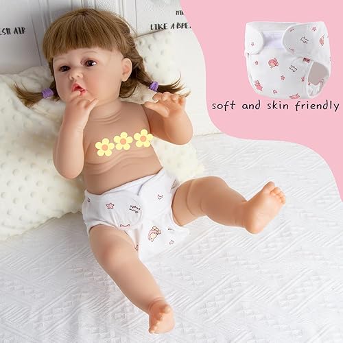 Miniatura 6 de Ropa de muñeca Reborn con moisés y accesorios de pañales reutilizables, juego de 10 piezas para muñecas de bebé de 17 a 22 pulgadas, muñecas rosadas