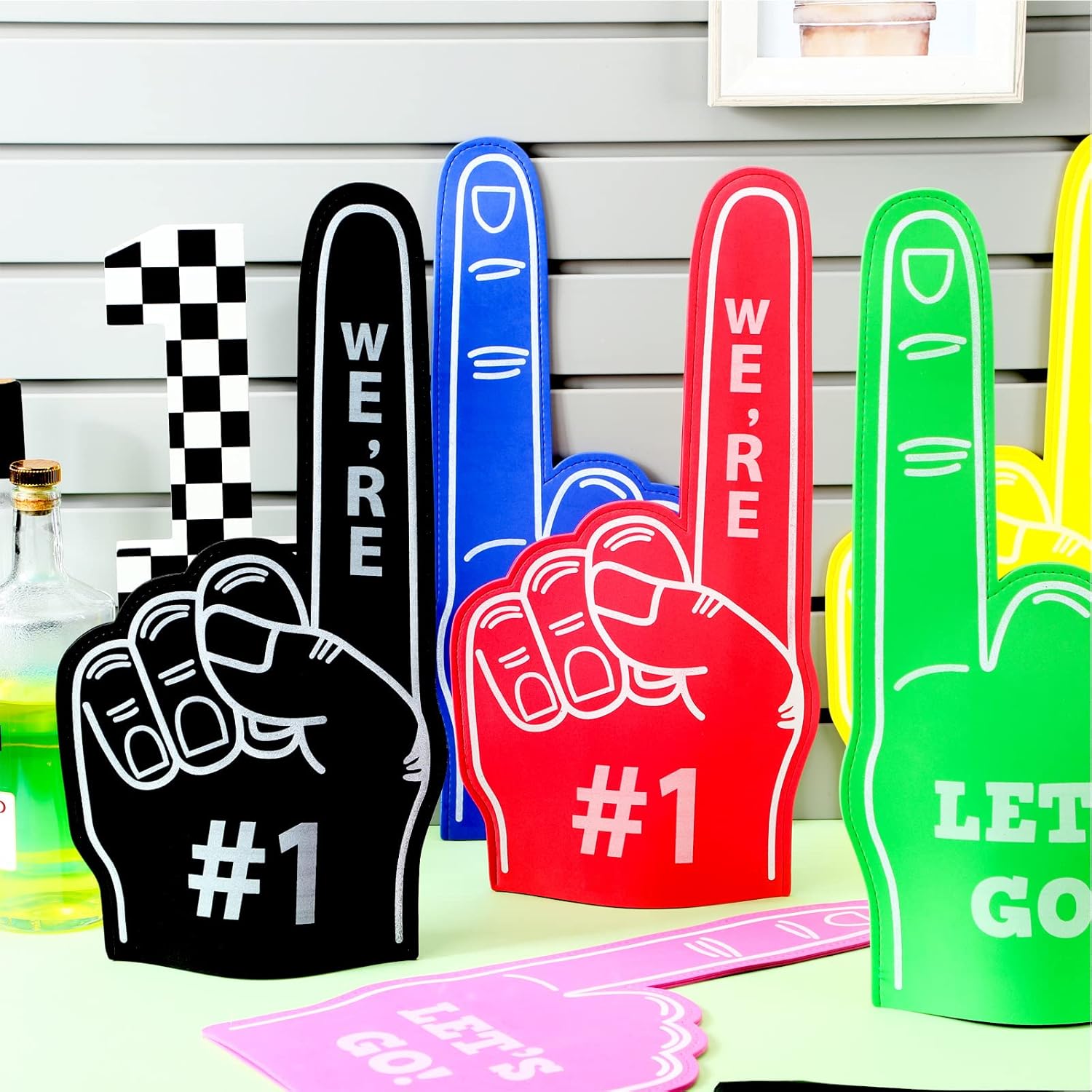 Wettarn Giant Foam Finger Bulk 18 Inch We're Number 1 Foam Hand Team Cheer Fan Finger for Sports Events Basketball Baseball Football Games School Club