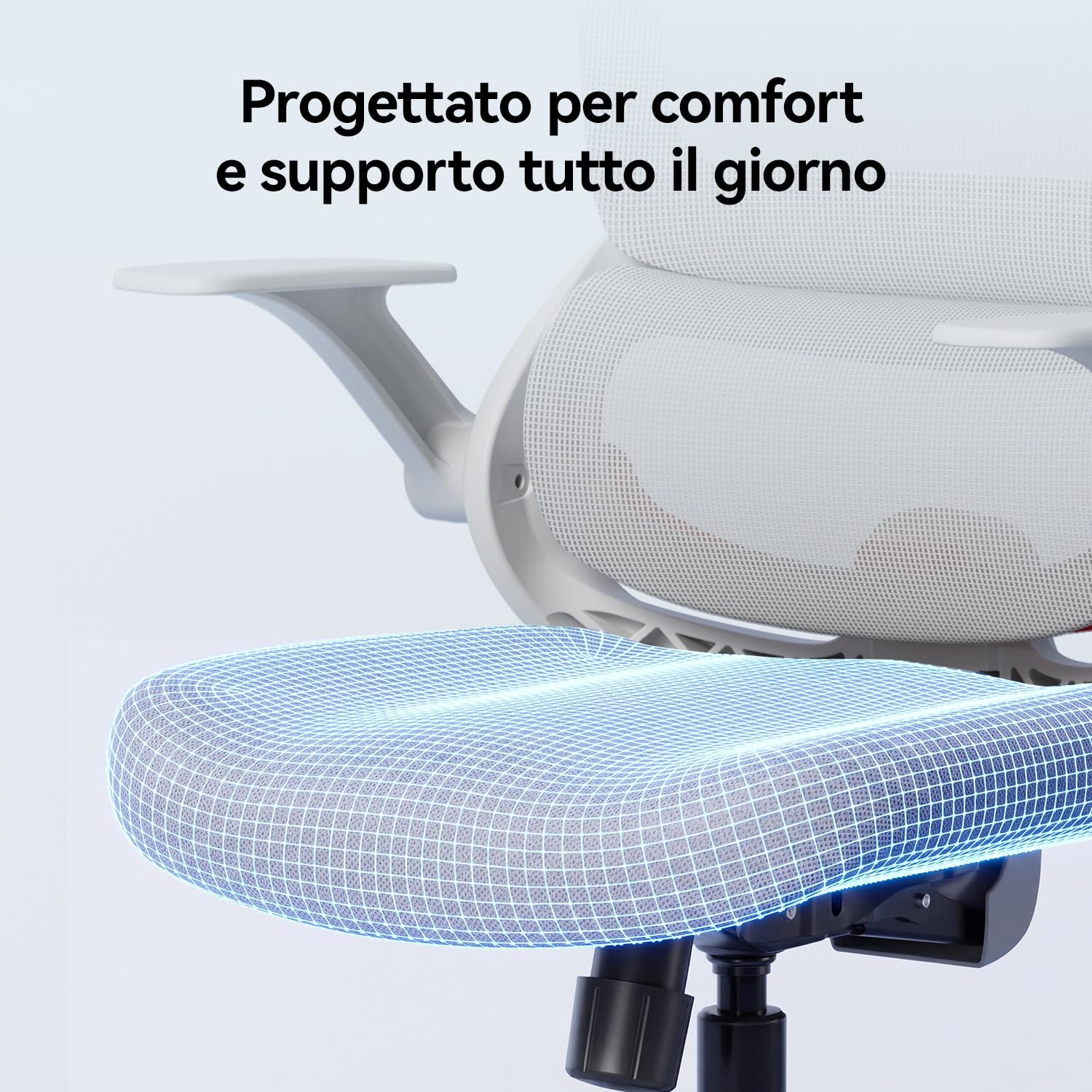 SIHOO B100SE Sedia Ufficio, Seduta Visco, Supporto Lombare Dinamico, Bianco
