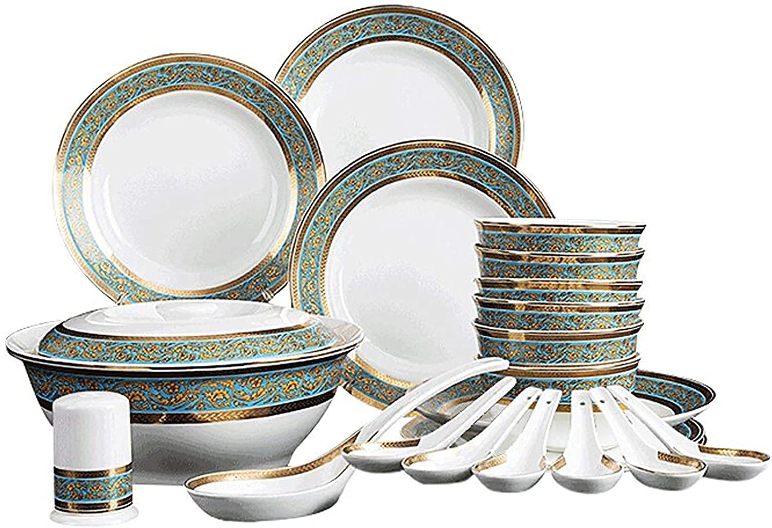 Zestawy naczyń obiadowych Zestaw naczyń, 22 elementyPorcelana | Garnek do zupy z porcelany kostnej/miski płatków śniadaniowych/talerze do steków na prezenty ślubne i do restauracji