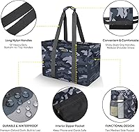 Vista 6 de BALEINE Bolsa de Utilidad Suave de 9 Galones Extra Grande, Bolsa de Almacenamiento Plegable Reutilizable (Camuflaje Gris)