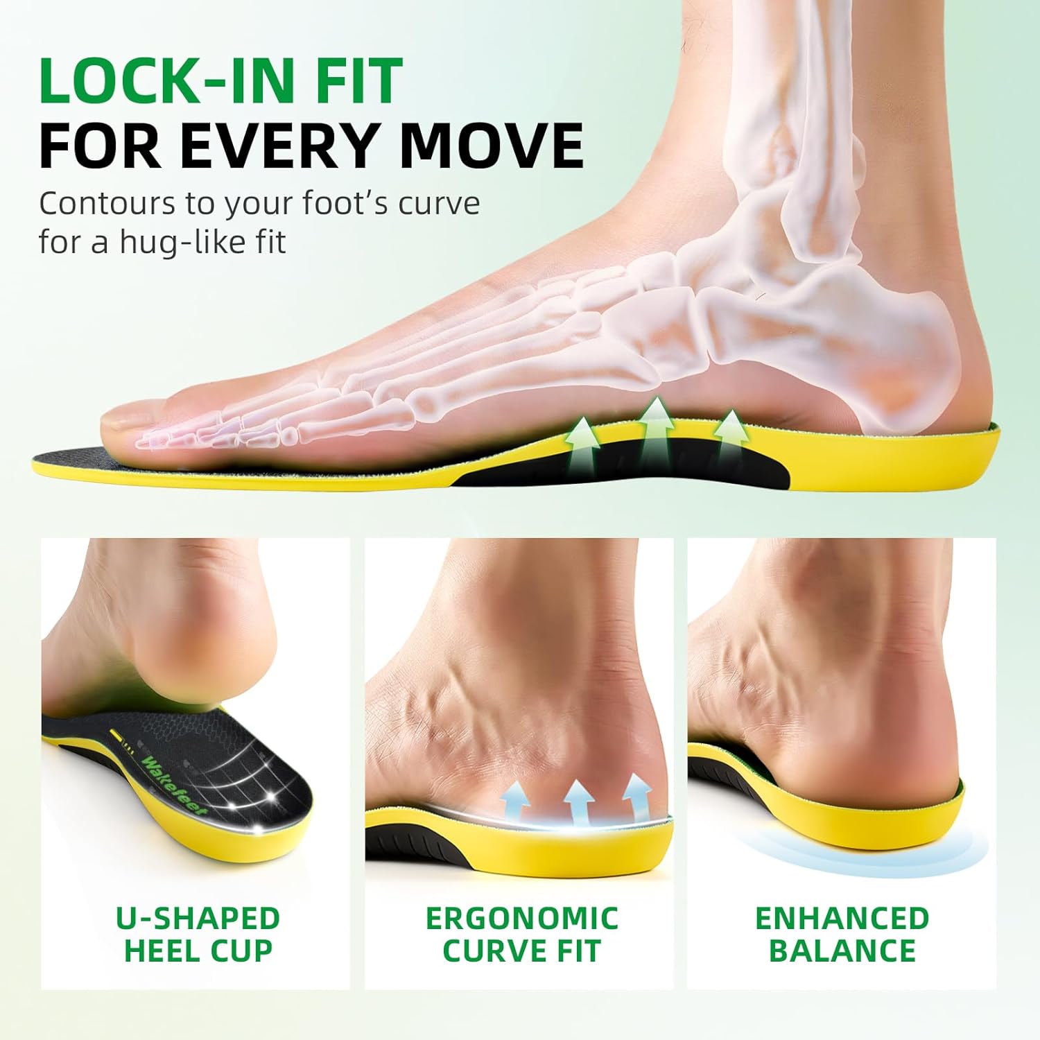 Shoe Insoles for Men Women, Insoles for Work Boots with Shock Absorbing Padding, U-Shaped Heel Cup, Plantar Fasciitis Arch Support Insoles for Standing All Day, Work, Trim-to-Fit Shoes - Image 4