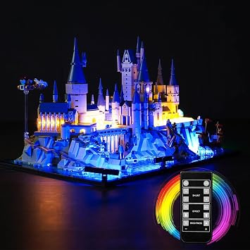 VONADO Updated RC LED Light Kit for Lego Hogwarts Castle and Grounds 76419, Remote Control Creative Lighting Set Accessories Compatible with Lego 76419 Building Set Lights Only, No Models, Blue