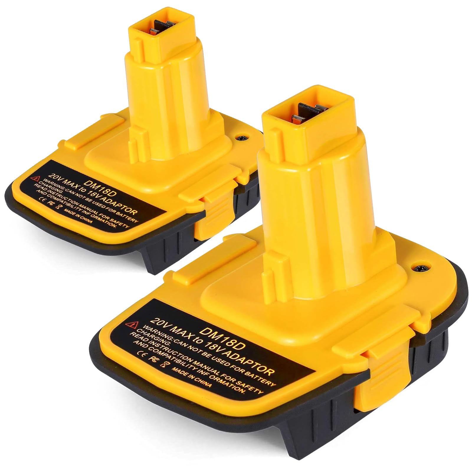 2 Packs DM18D Battery Adapter Converter with USB Port - Convert Compatible with Dewalt 20v or Compatible with Mil-Waukee 18v Li-ion Battery to Work with 18 Volt Power Tools