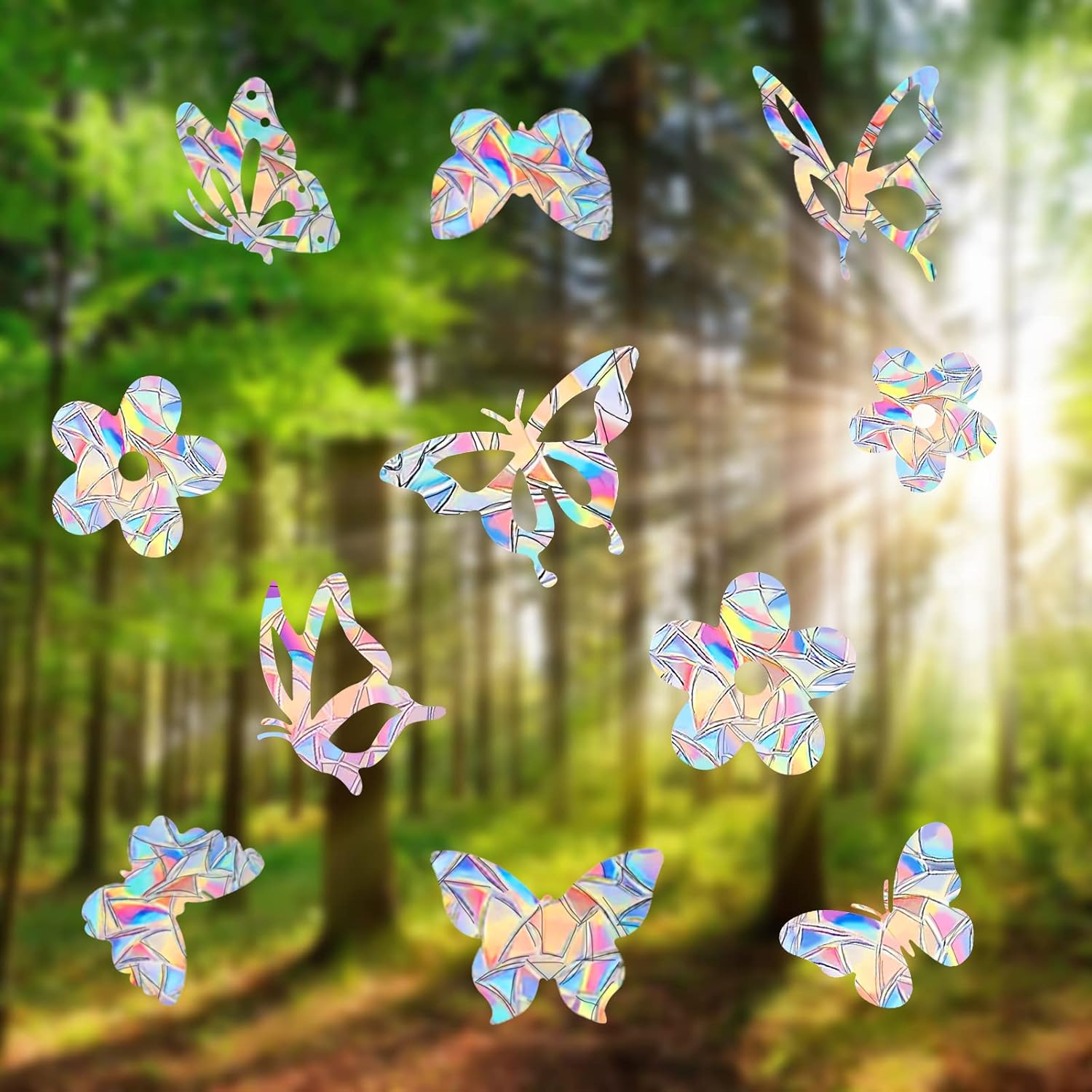 21 Pcs Flower Window Clings Butterfly Crash Proof Window