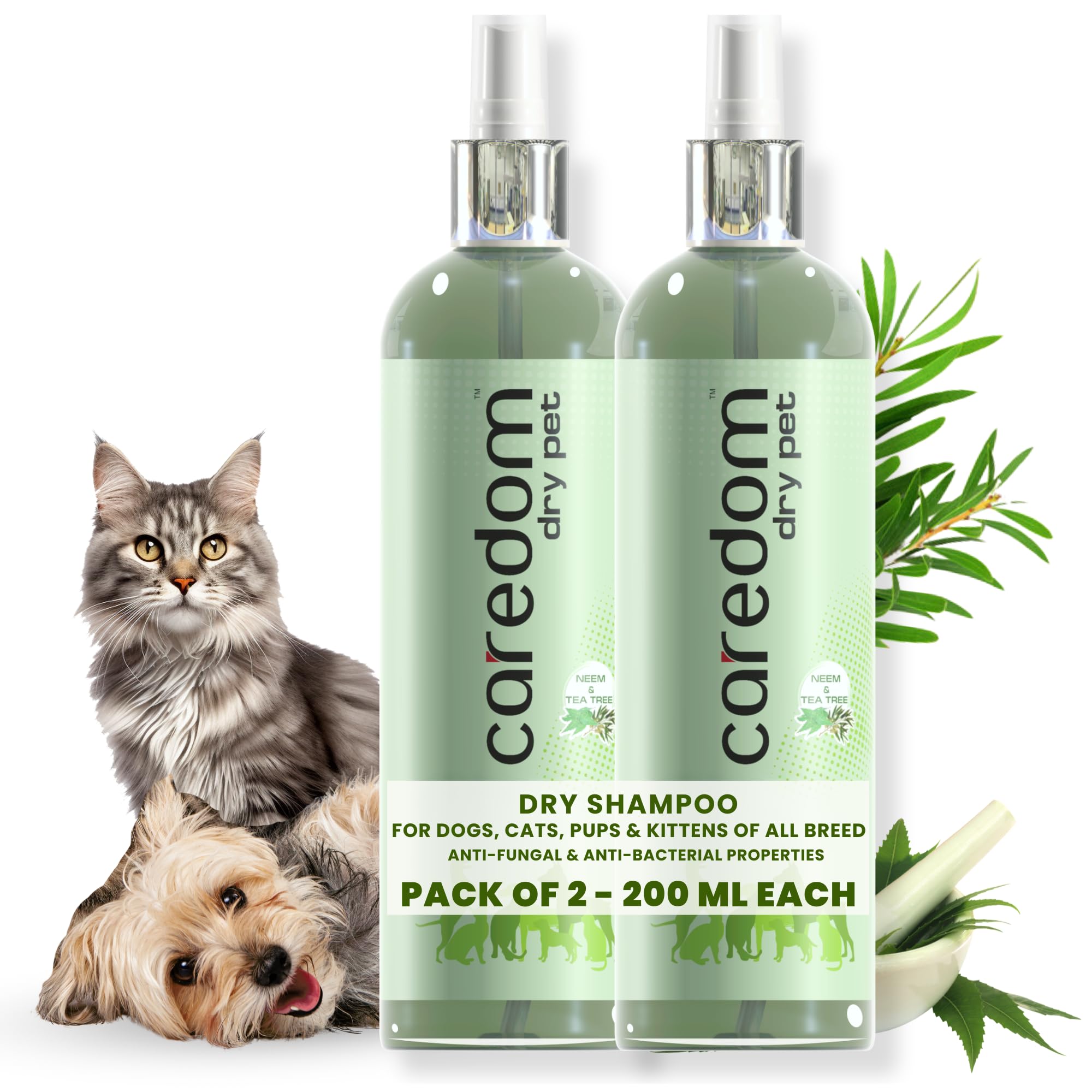 Caredom Combo Offer Dry Dog Shampoo & Cat Dry Shampoo For Water Free Bath|Dry Shampoo Spray With Neem & Tea Tree|Dog & Cat Shampoo|Pack Of 2 (200 Milliliter), 400 Milliliter (B09NSVQFHD) Amazon Price History, Amazon Price Tracker