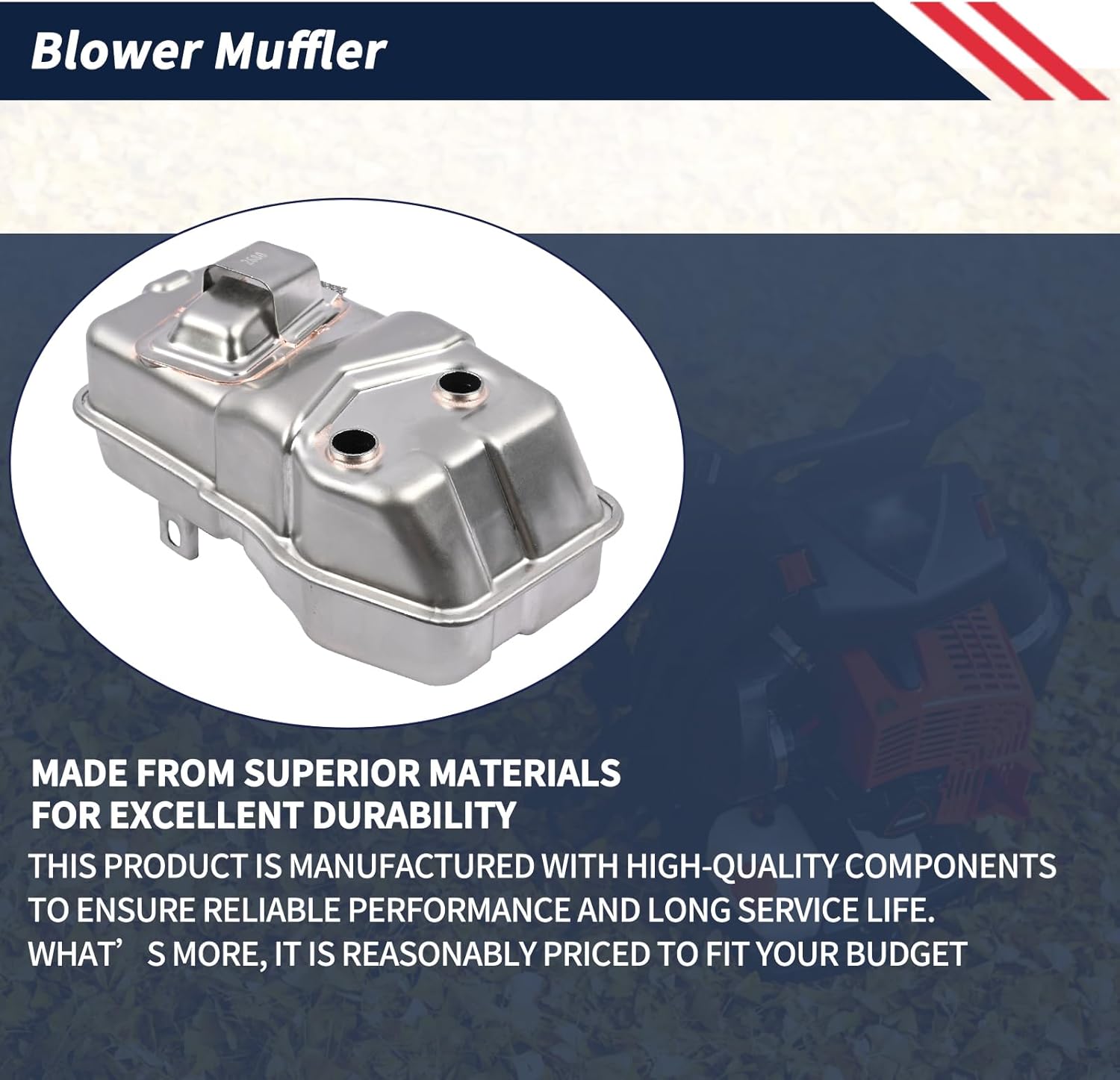 Blower Muffler P100012130 Compatible with ECHO PB-8010H PB-8010T PB-9010H PB-9010T Compatible with Shindaiwa EB810 EB910 Backpack Blowers Muffler Replace P100-006321
