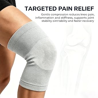 Bamboo Charcoal Compression Knee Sleeve 2-Pack, Gray Large