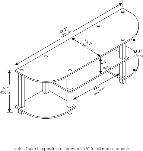Miniatura 3 de Furinno Turn-S-Tube - Centro de entretenimiento amplio para TV, mesa auxiliar color negrogris y simple, color expresonegro