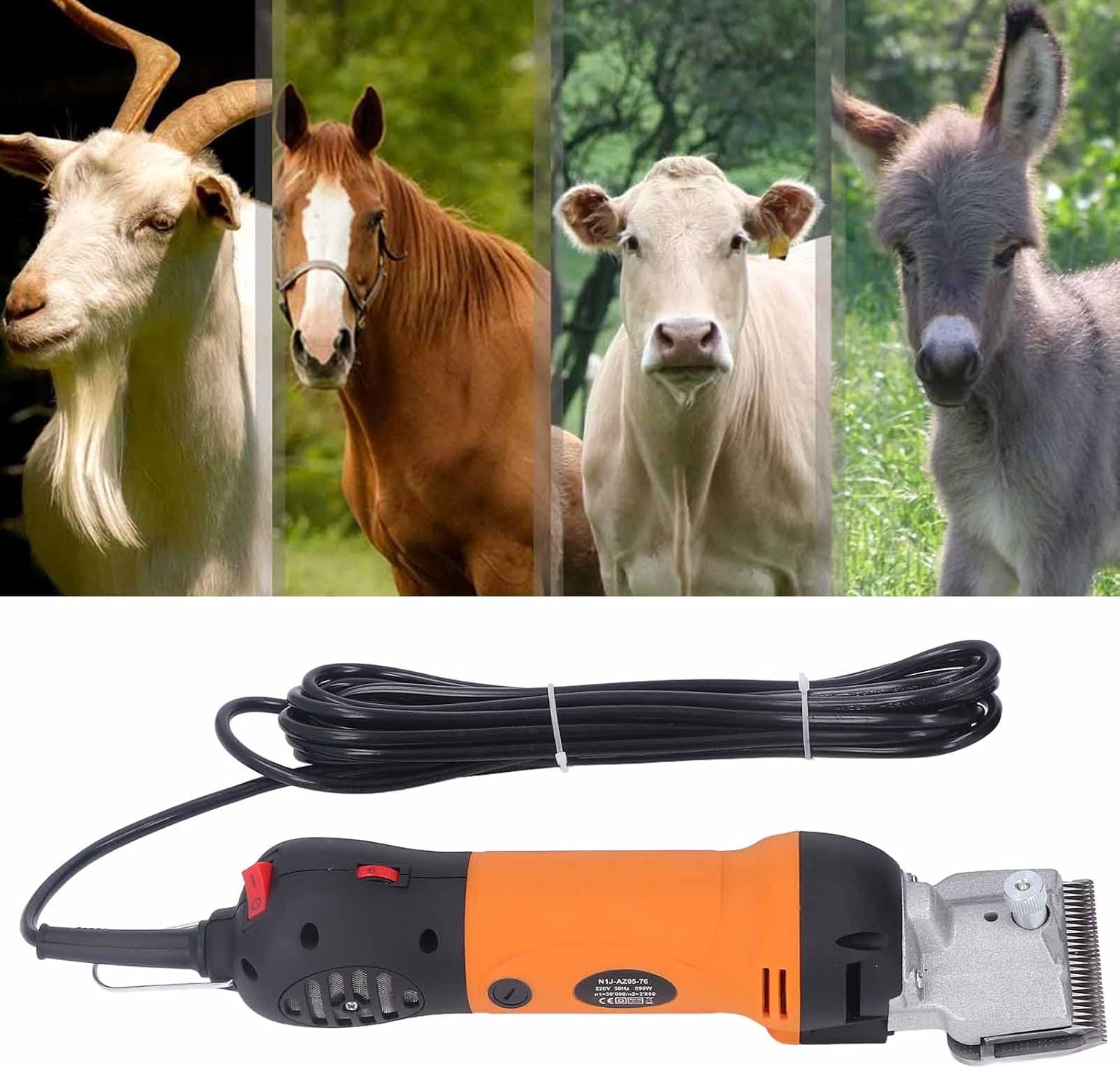 690W Sheep Horse Clipper Professional Electric Grooming Kit Horse Hair Shears for Thick Coated Animals