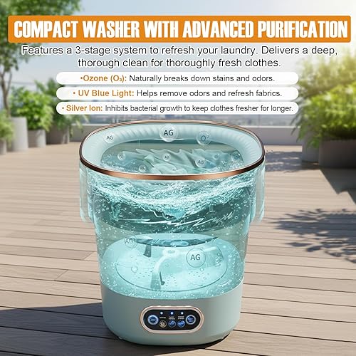 Miniatura 5 de Lavadora y secadora portátil, mini lavadora 2 en 1 con cesta secadora giratoria, para ropa interior, calcetines, ropa de bebé, ideal para