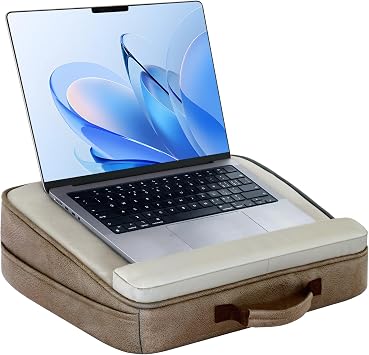 Breathable Laptop Pillow, Ultra Lightweight Lap Desk with Cushion Beige, Lap Desk with Wrist Rest