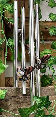 Miniatura 9 de Ebros Gift Colorido águila calva americana extendiendo sus alas resonante carillón de viento relajante Patio Jardín Decoración de aves silvestres de