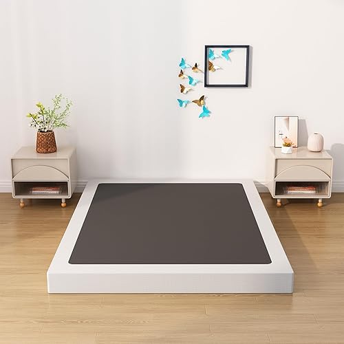 Miniatura 1 de Base de cama King Box Spring de 4 pulgadas, base de colchón de metal de perfil bajo tamaño King con cubierta de tela, capacidad máxima de peso de