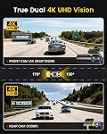 Caméra avant et arrière de Dash Cam – 4K+1080P Caméra double Dash pour voitures avec 64GB SD Carte, 5G/2.4GHz WiFi & Contrôle de l'application, vision nocturne, mode de stationnement, capteur G, enregistrement de boucle, WDR, 170° Angle large
