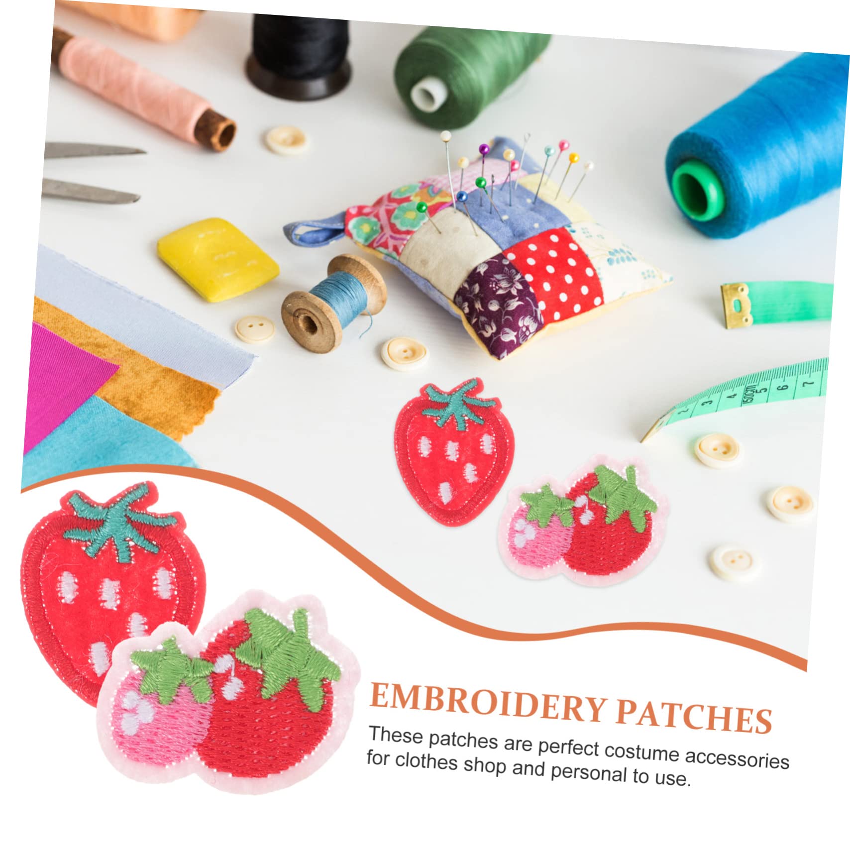 Angoily 100 Pezzi Toppe Termoadesive Fragola per Abbigliamento Patch Decorativa per Riparazioni e Diy su Vestiti Jeans Borse e Accessori