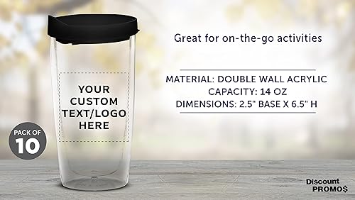 Miniatura 4 de Vasos de plástico de doble pared personalizados con tapa deslizante, 14 onzas, paquete de 10, texto personalizado, logotipo, tazas de café de viaje