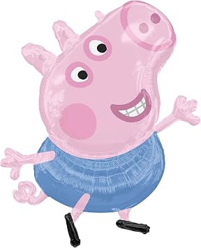 Anagram Peppa and George 3rd Birthday Party Supplies Pig Foil Balloon Bouquet Decorations, BQ_4283