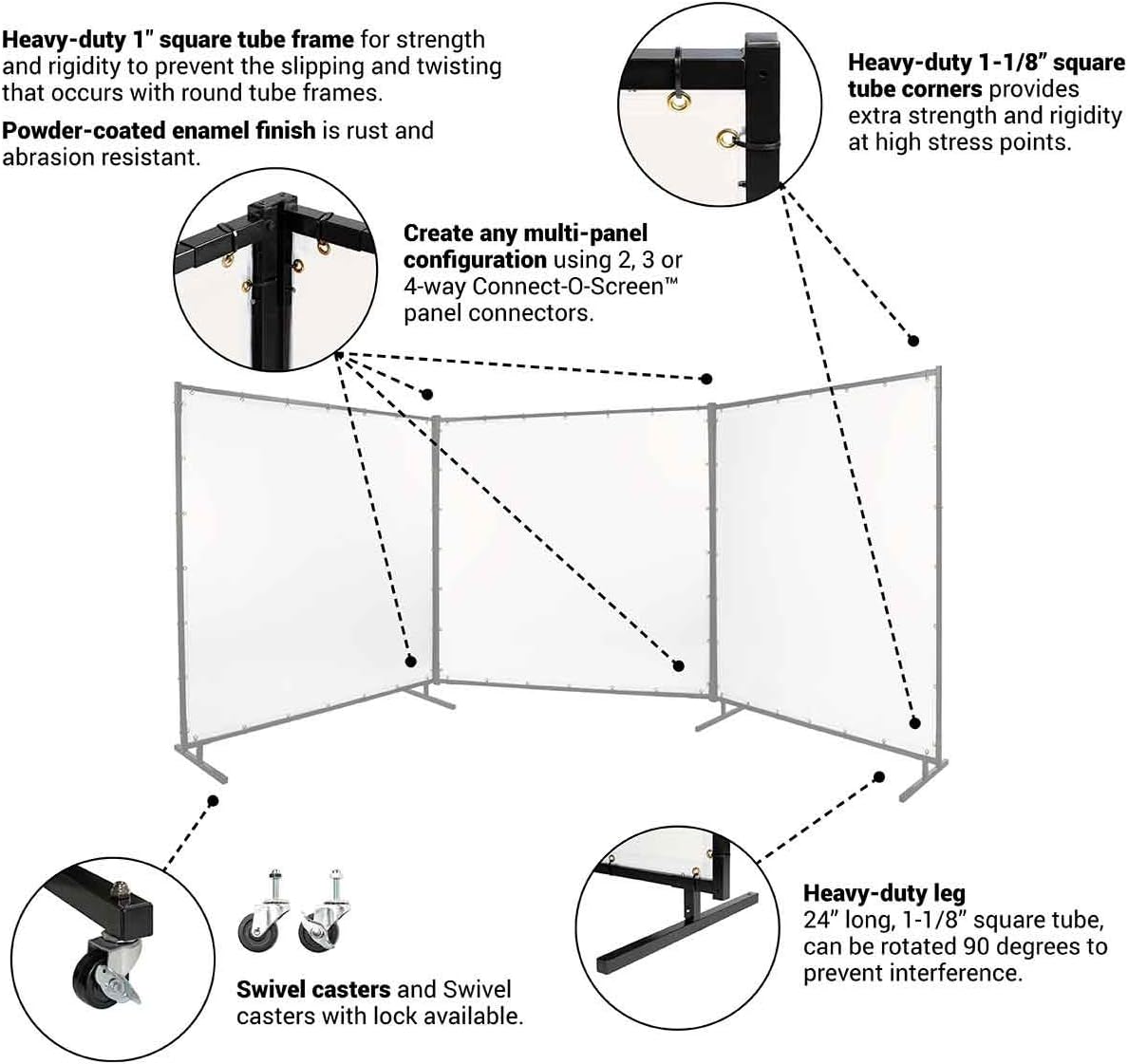 Steiner 539HD-6X8 Protect-O-Screen HD Welding Screen with 16 Mil Vinyl Curtain, Clear, 6' x 8'