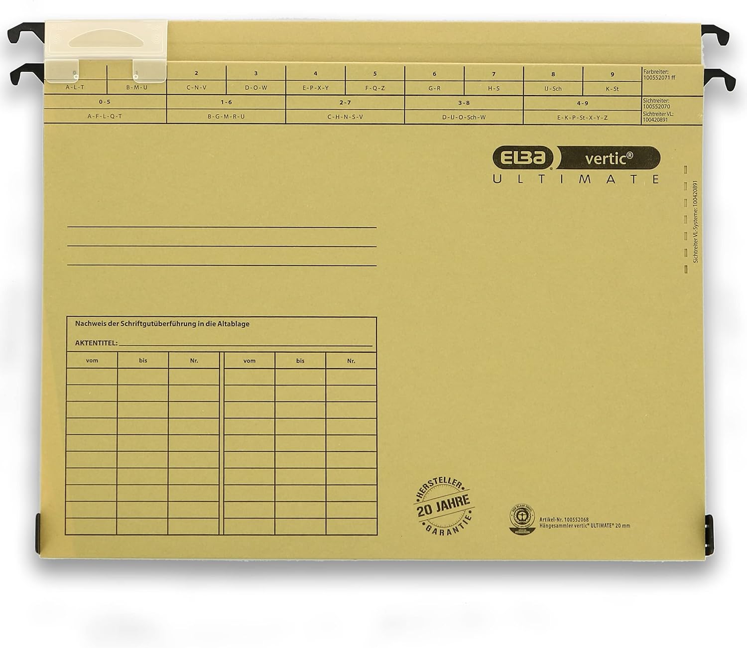 Elba Vertic Ultimate 85452 Suspension File Side Opening Plastic Base for 180 A4 Sheets Pack of 25 Natural Brown