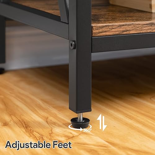 Vista 8 de Mesa de sofá, mesa consola industrial, mesa auxiliar estrecha de 3 niveles con estantes abiertos, mesa de vestíbulo para entrada, pasillo, cocina