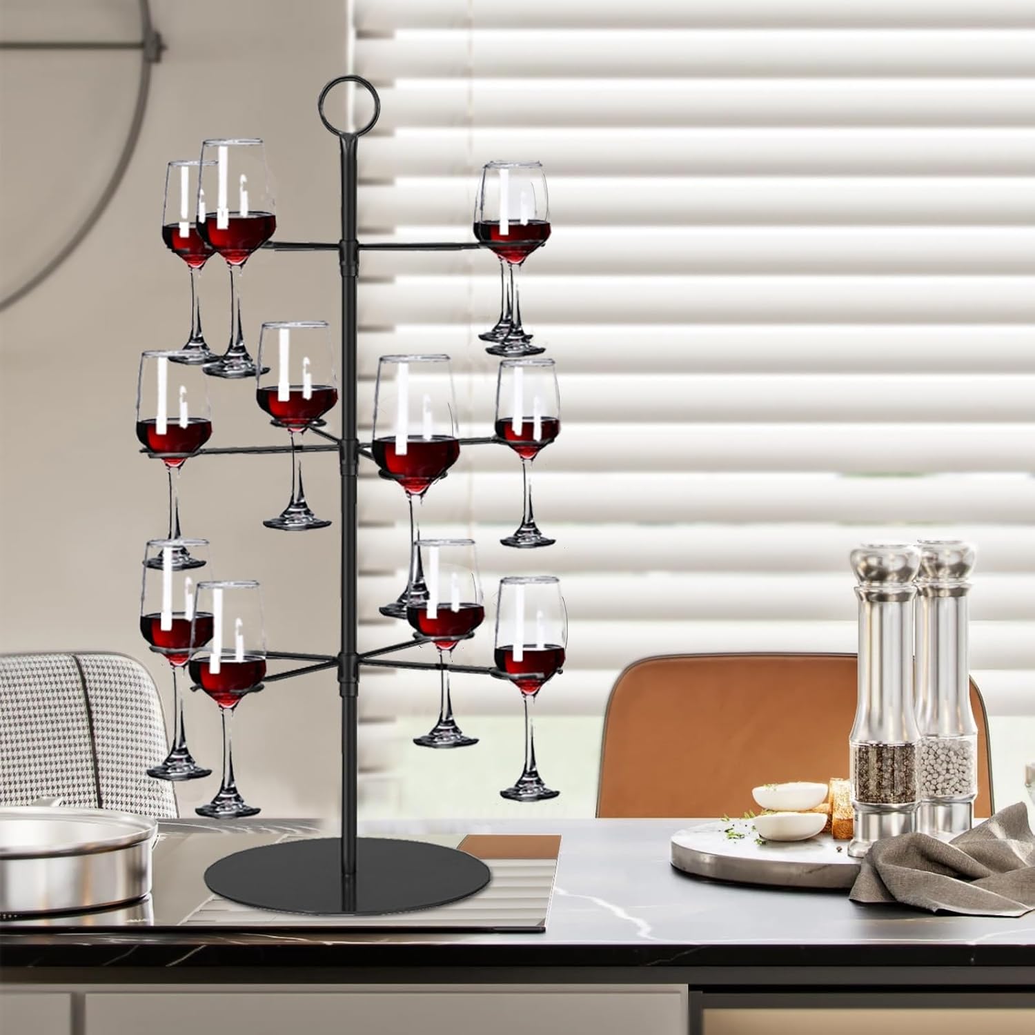 2 Pack Cocktail Tree Stand Champagne Tree Stand for Drinks 3 Tier 12 Holders Metal Wine Glass Holder Stand For Champagne, Cocktails, Martini, Margarita Cups at Weddings, Parties & Events