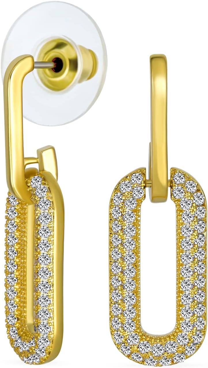 Classic Round Paper Clip Link Open Anchor Puff Mariner Chain Link Hoop Earrings Women Silver or 14K Gold Plated 1.25 Inch Medium Size