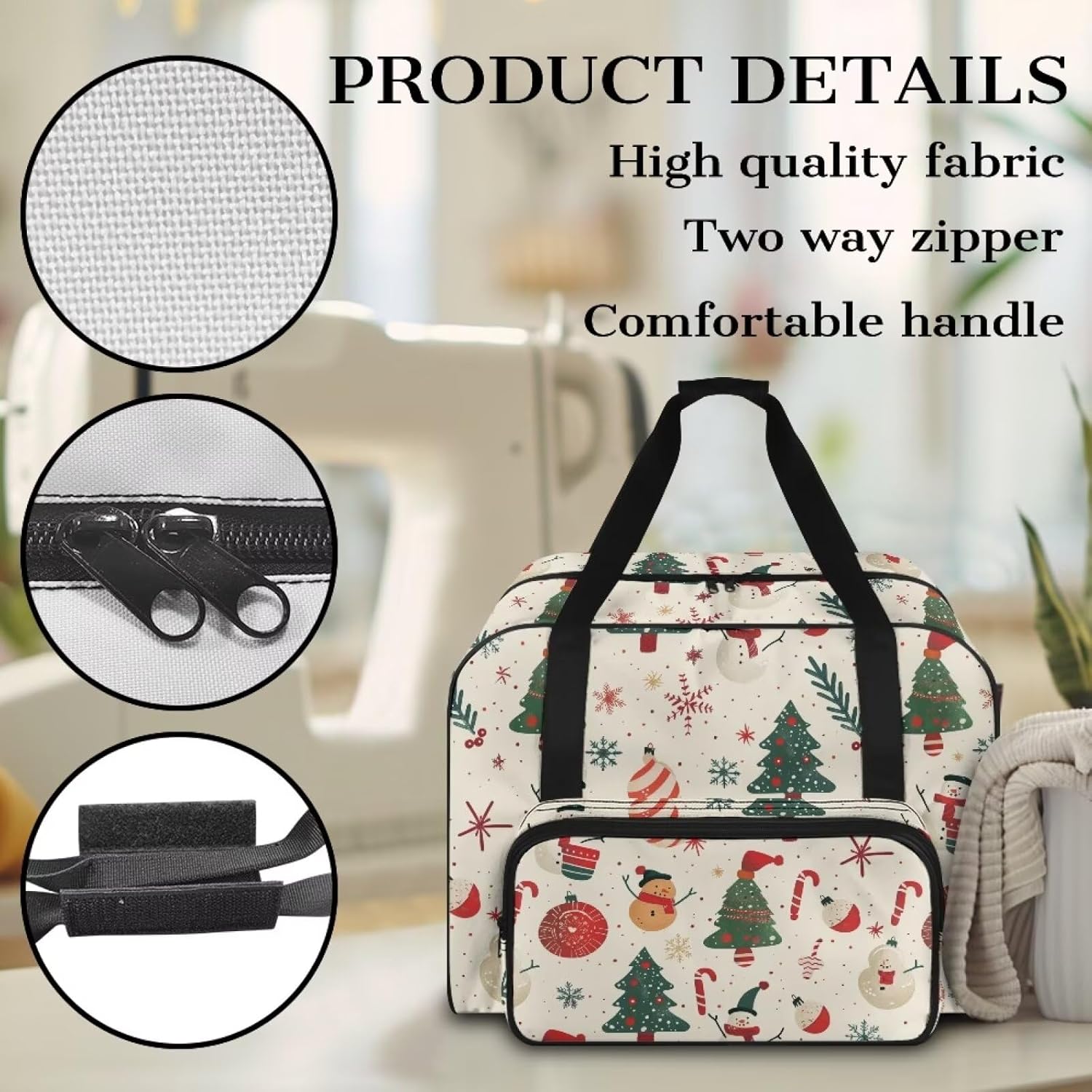 Christmas Tree Machine Carrying Case Portable Sewing Machine Handbag with Pockets Easy to Clean Sewing Machine Cover Dust Cover for All Machine Sweing Machine Case