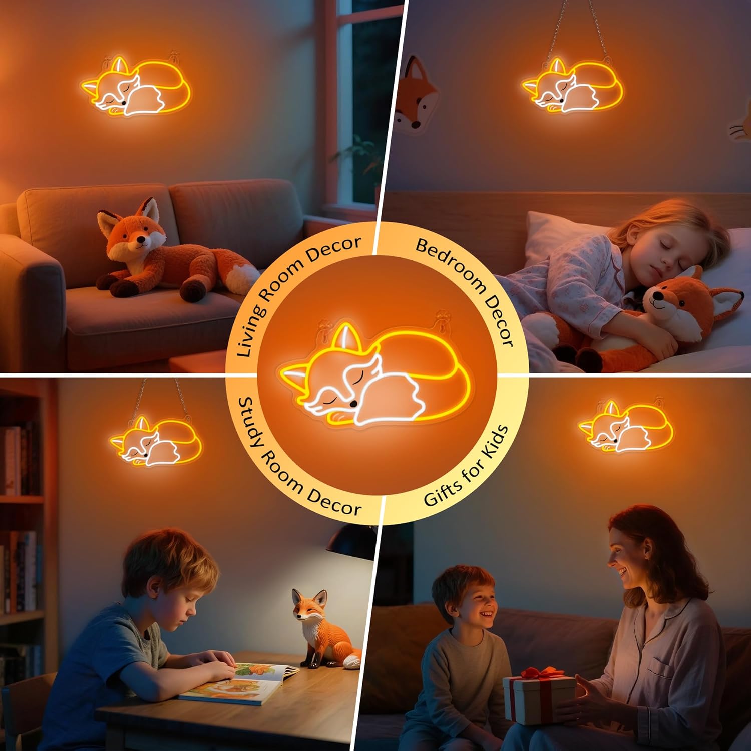YuanDian Fox Neon Sign, Animal Neon Lights for Bedroom Living Room Wall Decor, Birthday Party Gifts for Kids Adults People Who Like Foxes - Image 6