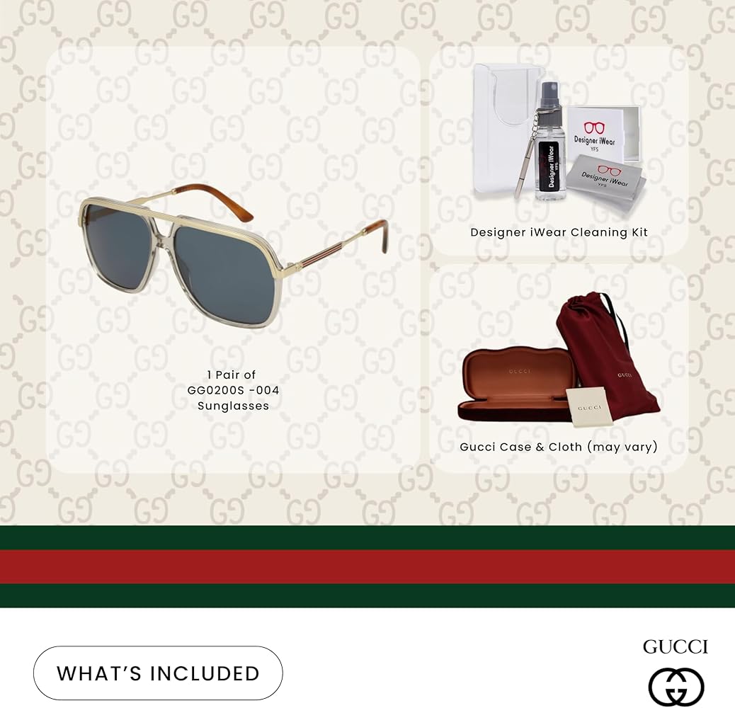 Amazon.com: Gucci GG0200S 004 57M Brown/Gold/Blue Caravan Square