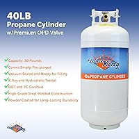 Vista 4 de Flame King YSN-401 cilindro de acero para gas propano con válvula con dispositivo de protección contra desborde tipo 1, 40 libras.