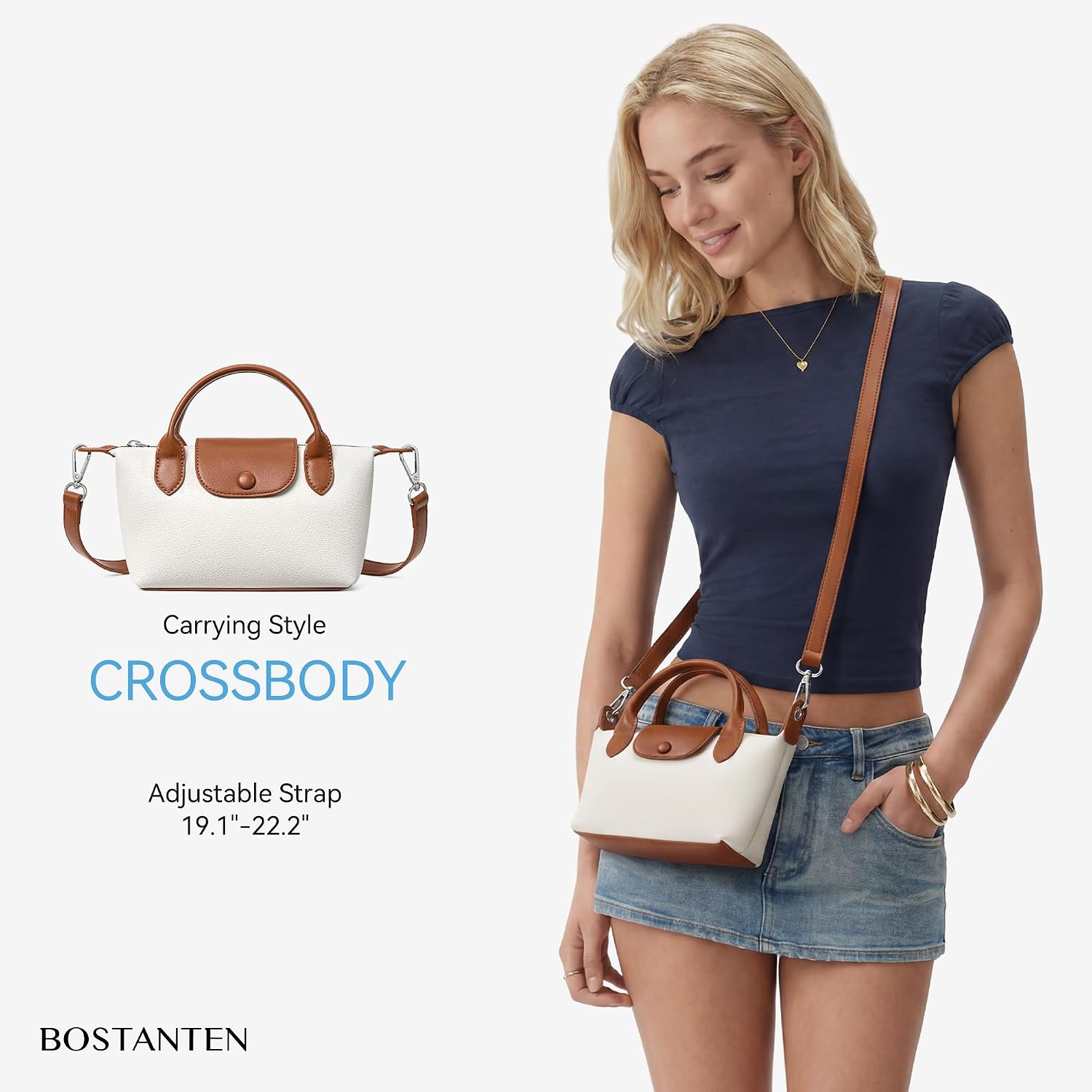 BOSTANTEN Mini Tote for Women Crossbody Bag with Adjustable Strap Top Handle Summer Purse for Everyday Use