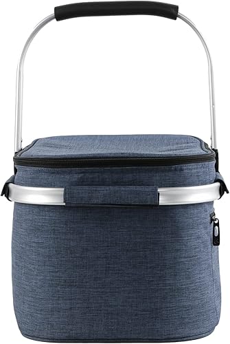 Miniatura 57 de ALLCAMP Cesta de pícnic, 2 cajas de hielo incluidas con enfriador aislado de 32 litros, cesta de picnic plegable gruesa con cestas extraíbles y