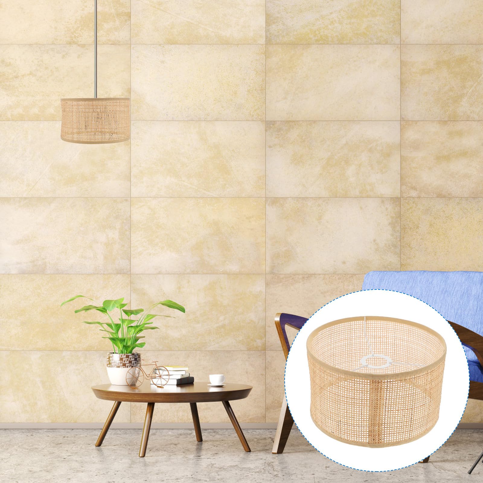 Gadpiparty Paralume in Rattan Intrecciato a Mano per Lampade Sospensione, Elegante e Rustico, Facile da Usare, per Decorazione Casa Khaki