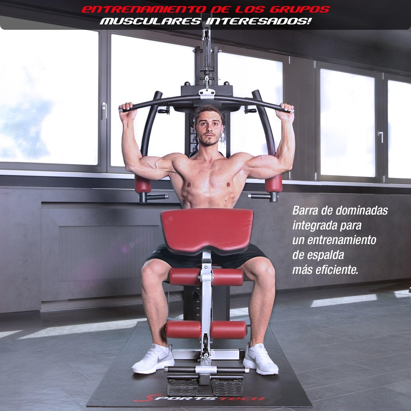 Sportstech HGX100/HGX200/HGX300 - La Única Estación de Fuerza Premium para un Entrenamiento Variado en Casa, con Escalador o Prensa de Piernas. Hecha de Material EVA, tu Estación de Fitness Doméstica